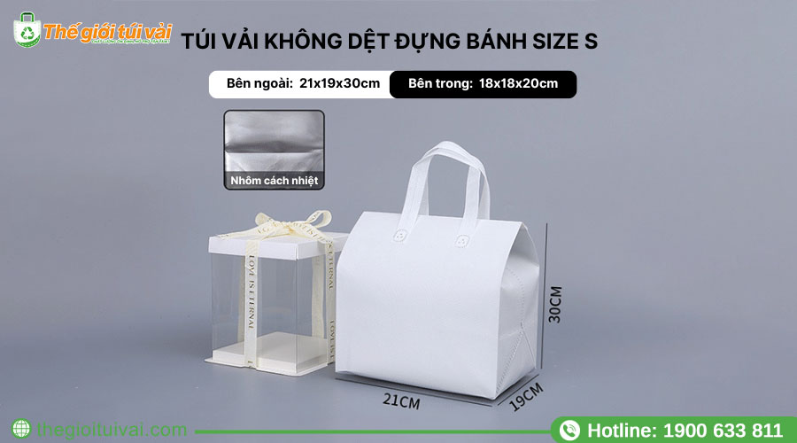 Túi vải giữ nhiệt đựng bánh kem size S