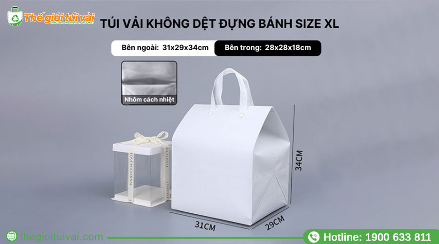 Túi vải giữ nhiệt không dệt đựng bánh kem size XL